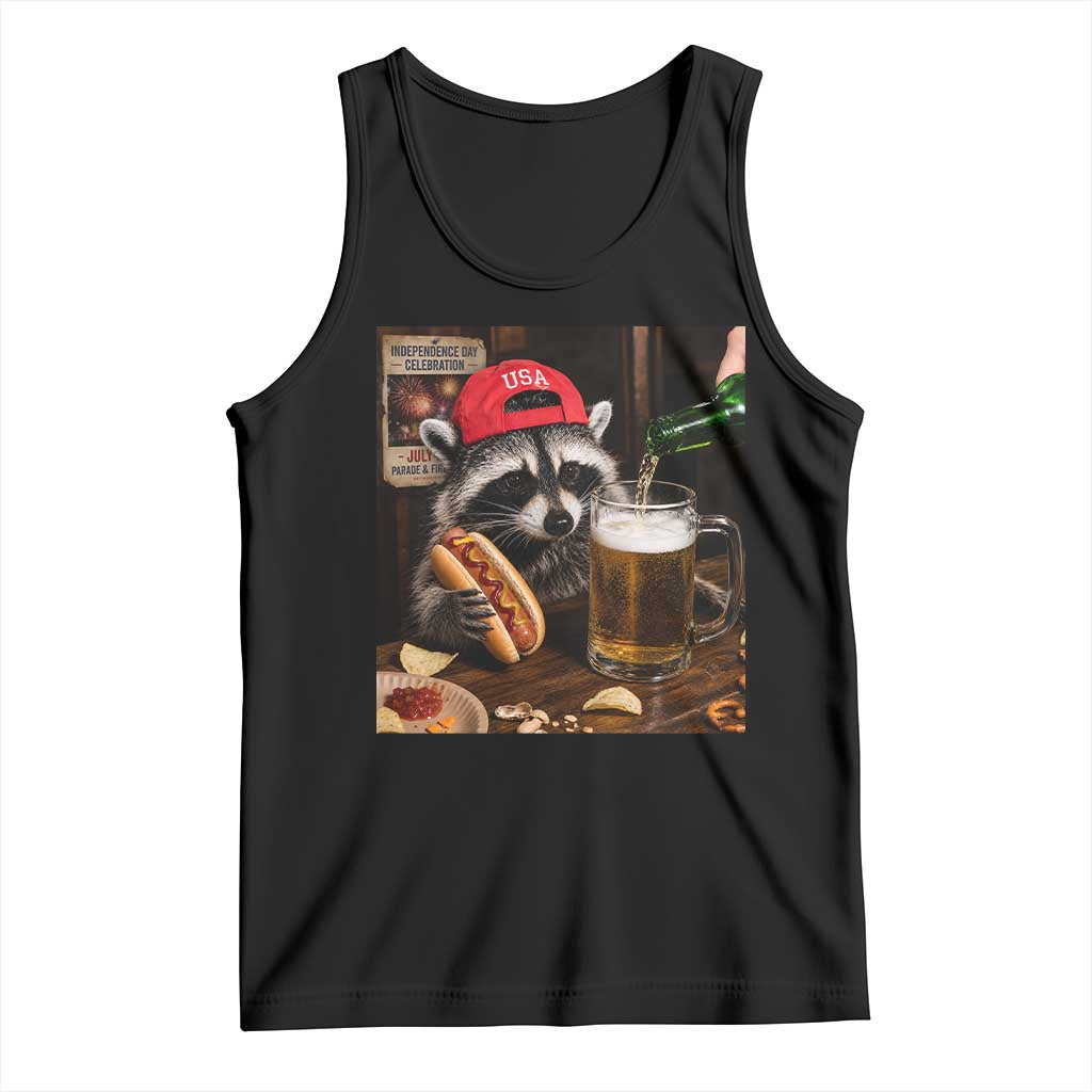 Patriotic USA Raccoon Drinking Beer Tank Top 4th of July Meme TS14 Black Print Your Wear