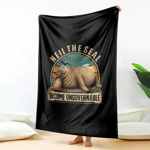 Neil The Seal Become Ungovernable Throw Blanket Funny Elephant Seal Meme TS14 Print Your Wear