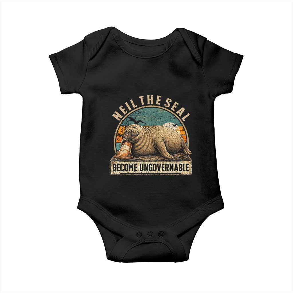 Neil The Seal Become Ungovernable Baby Onesie Funny Elephant Seal Meme TS14 Black Print Your Wear