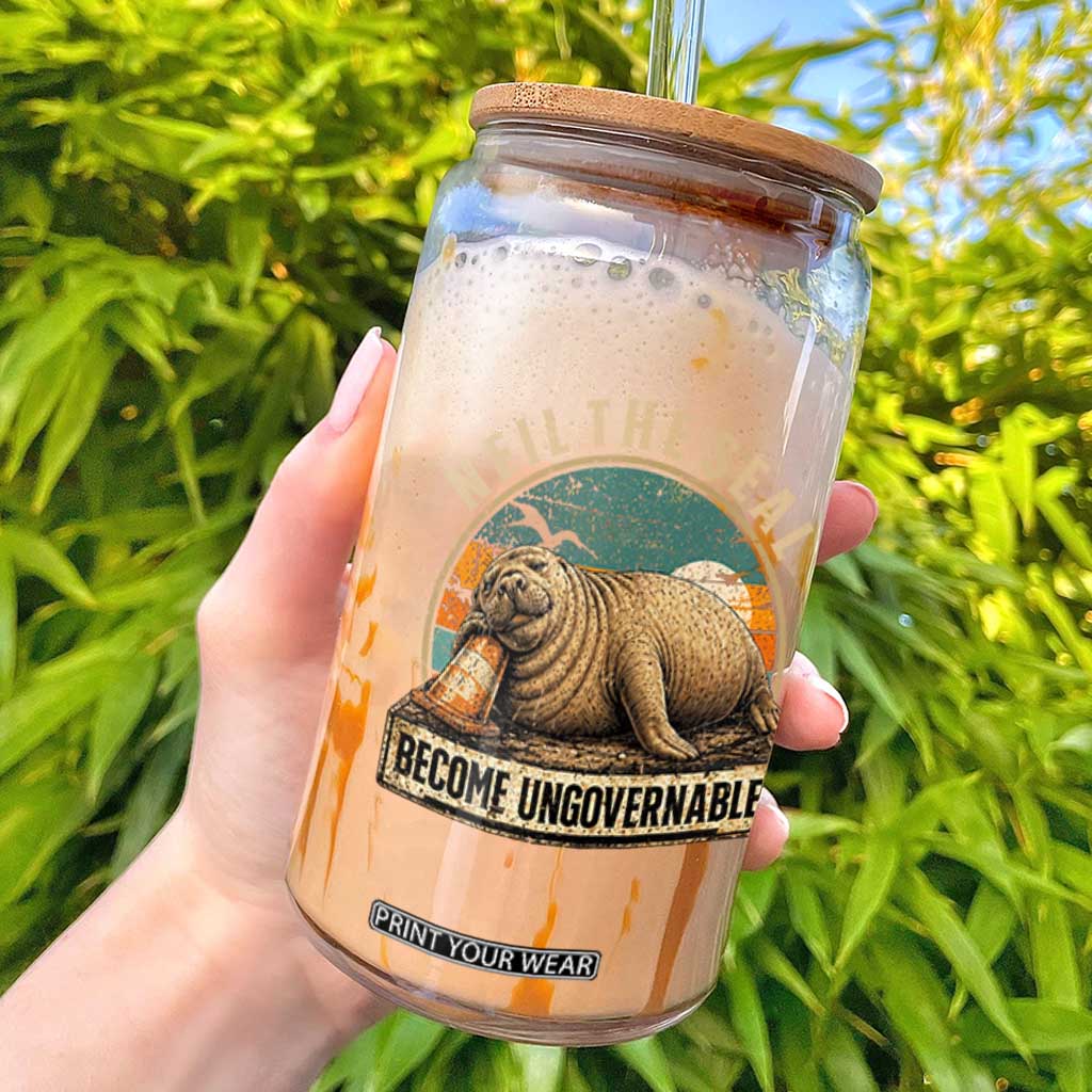 Neil The Seal Become Ungovernable Glass Can Funny Elephant Seal Meme TS14 Black Print Your Wear