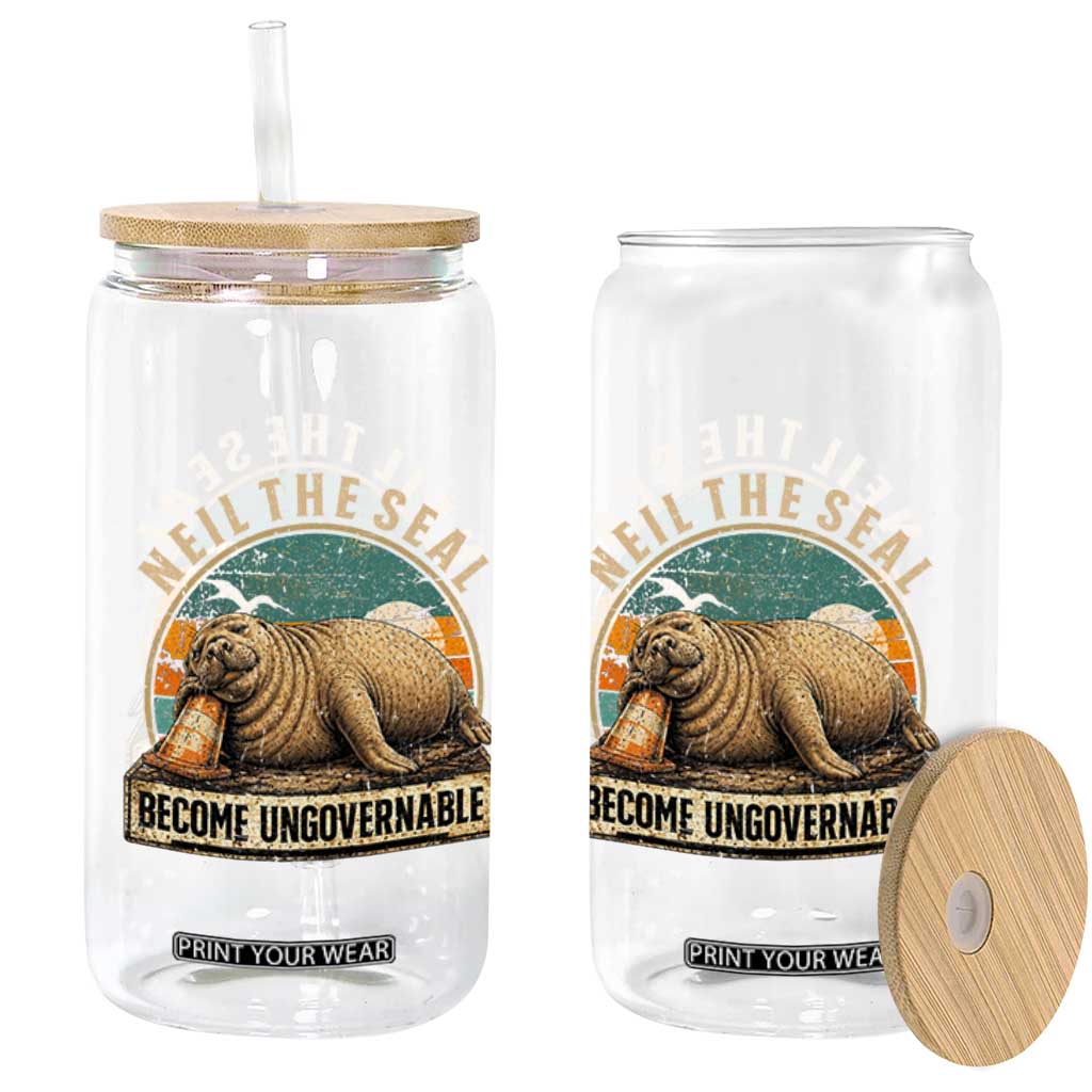 Neil The Seal Become Ungovernable Glass Can Funny Elephant Seal Meme TS14 Print Your Wear