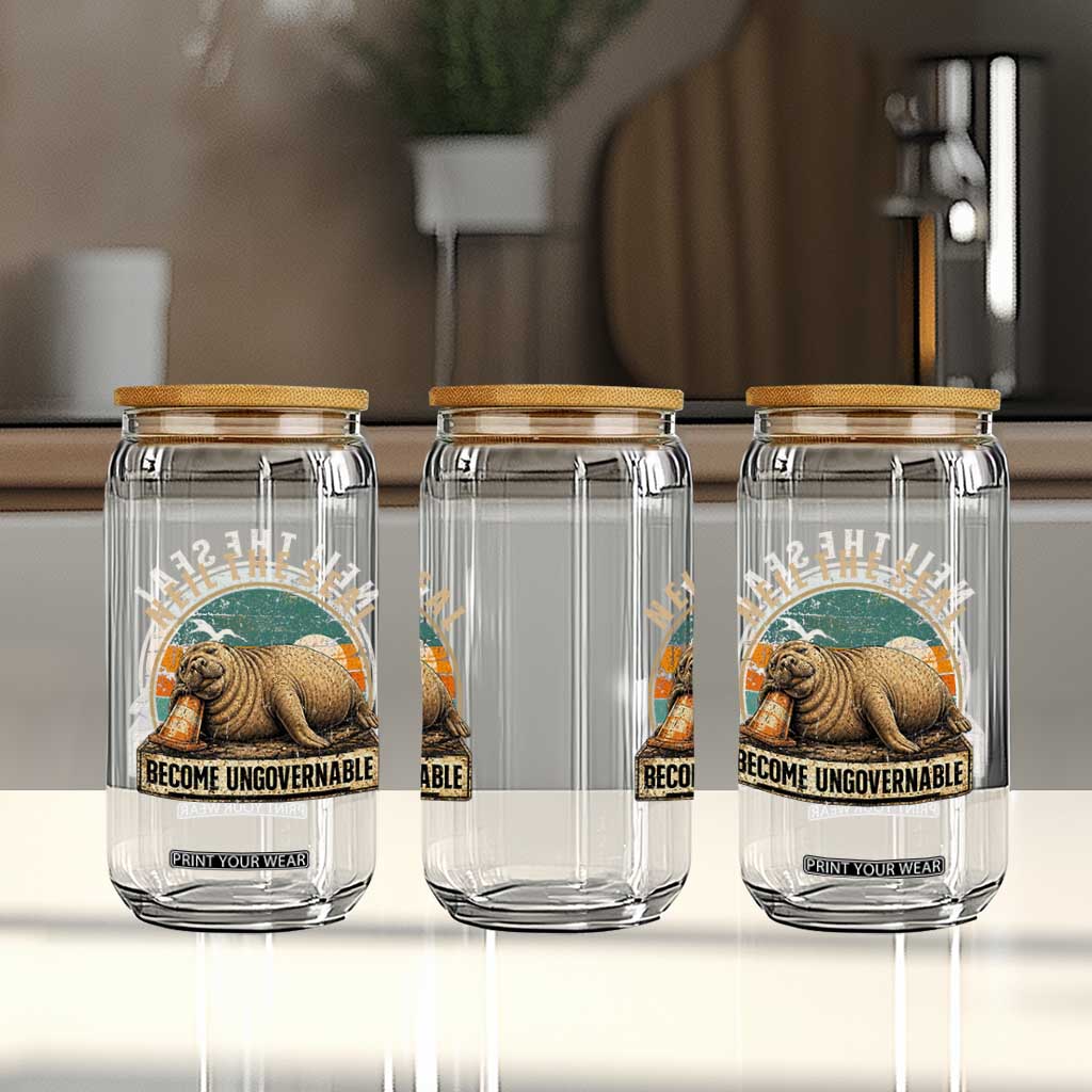 Neil The Seal Become Ungovernable Glass Can Funny Elephant Seal Meme TS14 Print Your Wear