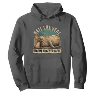 Neil The Seal Become Ungovernable Hoodie Funny Elephant Seal Meme TS14 Dark Heather Print Your Wear
