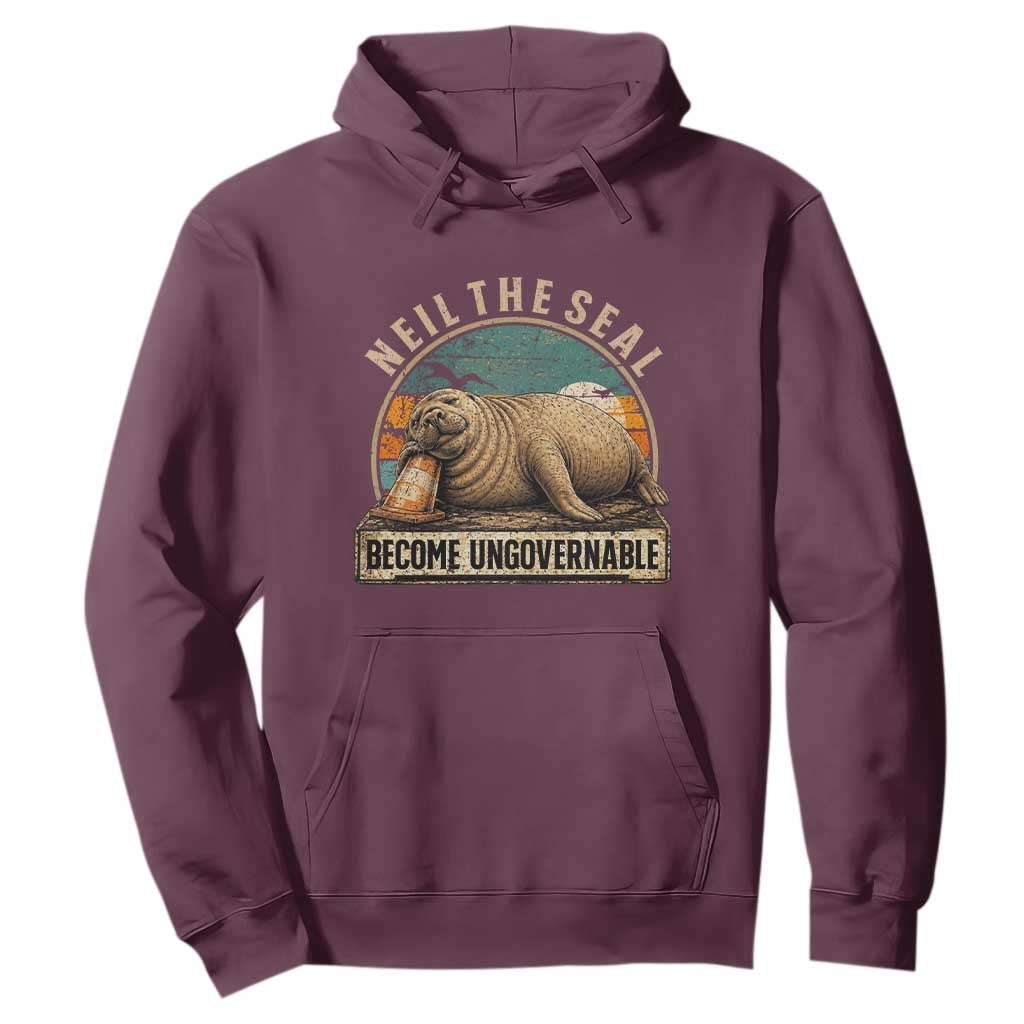 Neil The Seal Become Ungovernable Hoodie Funny Elephant Seal Meme TS14 Maroon Print Your Wear
