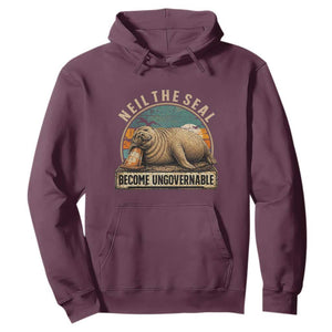 Neil The Seal Become Ungovernable Hoodie Funny Elephant Seal Meme TS14 Maroon Print Your Wear