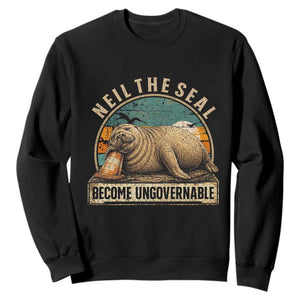 Neil The Seal Become Ungovernable Sweatshirt Funny Elephant Seal Meme TS14 Black Print Your Wear