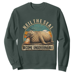Neil The Seal Become Ungovernable Sweatshirt Funny Elephant Seal Meme TS14 Dark Forest Green Print Your Wear