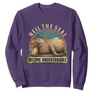 Neil The Seal Become Ungovernable Sweatshirt Funny Elephant Seal Meme TS14 Purple Print Your Wear