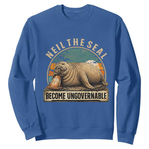 Neil The Seal Become Ungovernable Sweatshirt Funny Elephant Seal Meme TS14 Royal Blue Print Your Wear
