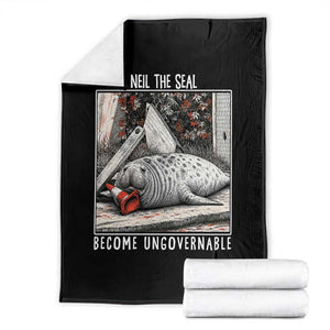 Neil The Seal Become Ungovernable Throw Blanket Vintage Elephant Seal Animal Meme TS14 Black Print Your Wear