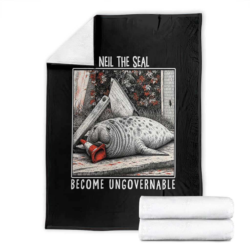 Neil The Seal Become Ungovernable Throw Blanket Vintage Elephant Seal Animal Meme TS14 Black Print Your Wear