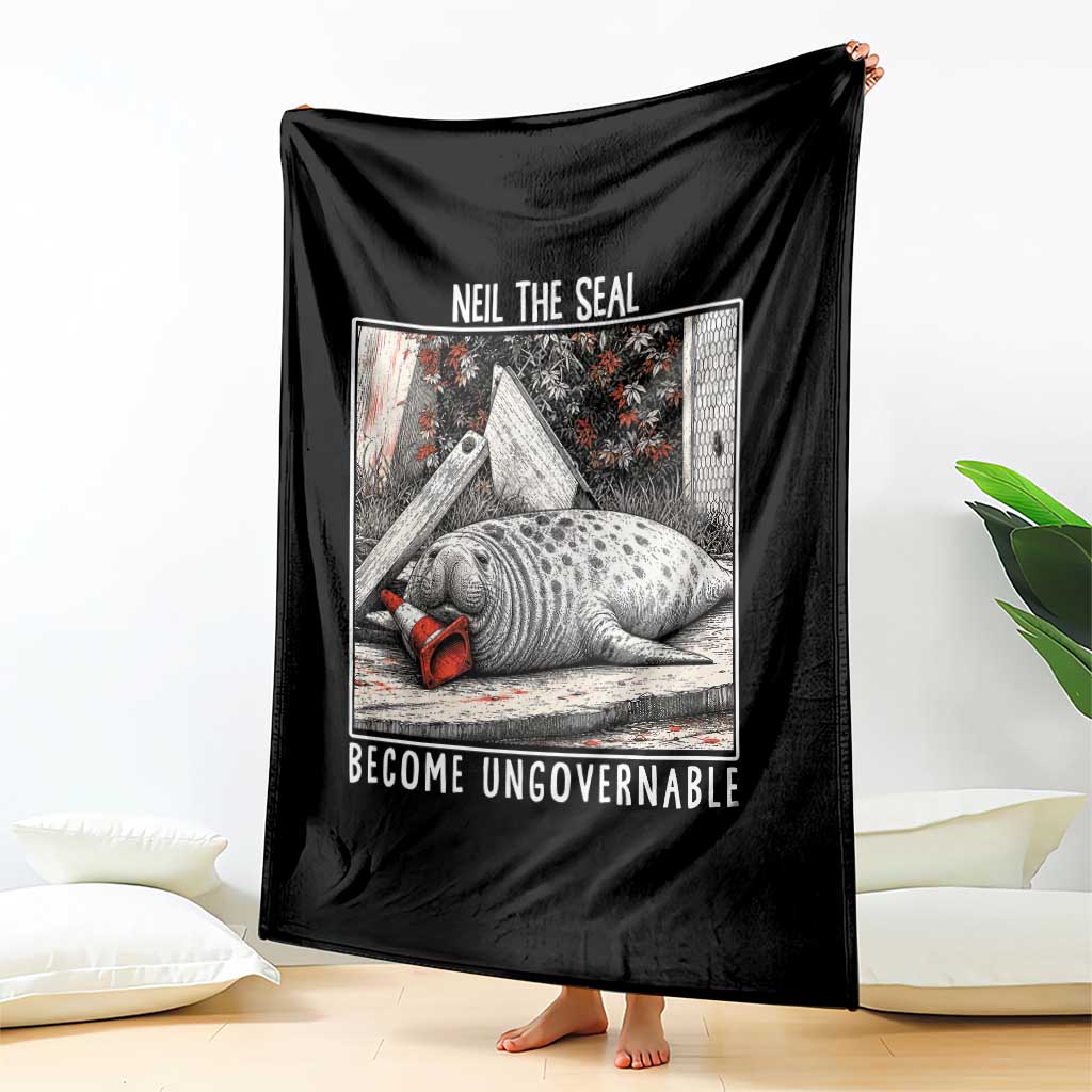 Neil The Seal Become Ungovernable Throw Blanket Vintage Elephant Seal Animal Meme TS14 Print Your Wear