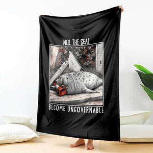Neil The Seal Become Ungovernable Throw Blanket Vintage Elephant Seal Animal Meme TS14 Print Your Wear
