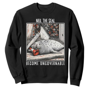 Neil The Seal Become Ungovernable Sweatshirt Vintage Elephant Seal Animal Meme TS14 Black Print Your Wear