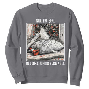 Neil The Seal Become Ungovernable Sweatshirt Vintage Elephant Seal Animal Meme TS14 Charcoal Print Your Wear