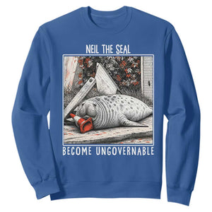 Neil The Seal Become Ungovernable Sweatshirt Vintage Elephant Seal Animal Meme TS14 Royal Blue Print Your Wear