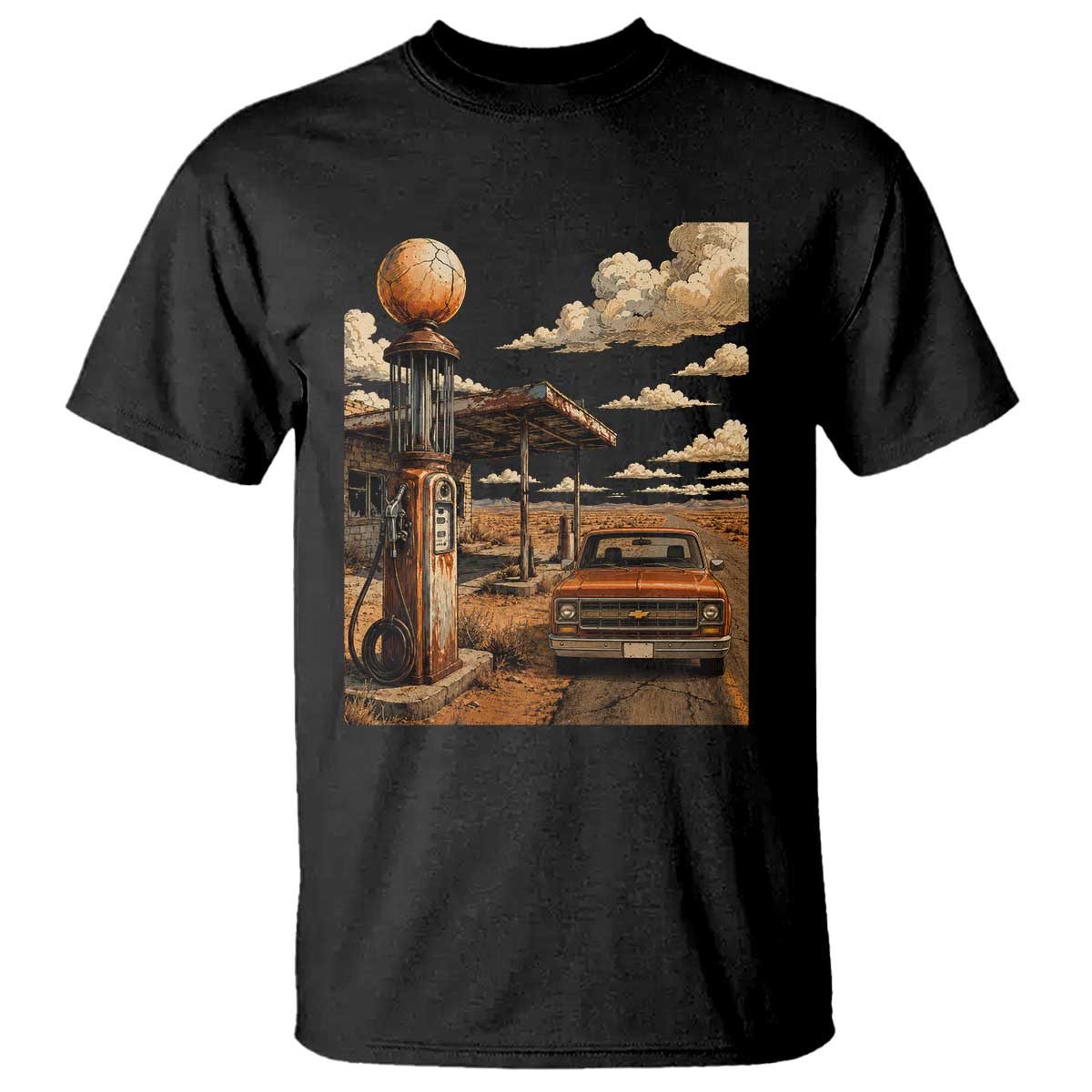 Route Highway 66 Classic Gas Pump Desert Classic Pickup Truck Car Lover T Shirt TS14 Black Print Your Wear