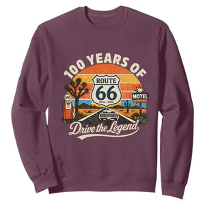 Vintage Route Highway 66 100th Anniversary 2026 Americana Road Trip Souvenir Sweatshirt TS14 Maroon Print Your Wear