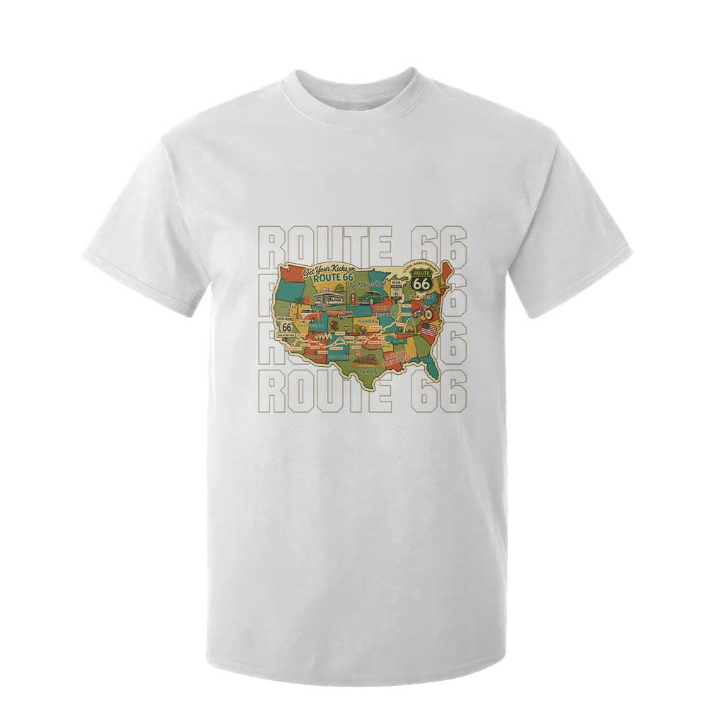 Route Highway 66 Travel Map 100th Anniversary 1926-2026 T Shirt For Kid Vintage Americana Centennial Road Trip Souvenir TS14 White Print Your Wear