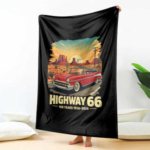 Vintage Route Highway 66 100th Anniversary Souvenir Throw Blanket TS14 Print Your Wear