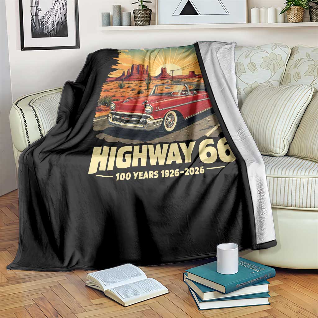 Vintage Route Highway 66 100th Anniversary Souvenir Throw Blanket TS14 Print Your Wear
