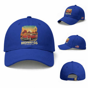 Vintage Route Highway 66 100th Anniversary Souvenir Baseball Cap TS14 Baseball Cap Universal Fit Royal Blue Print Your Wear