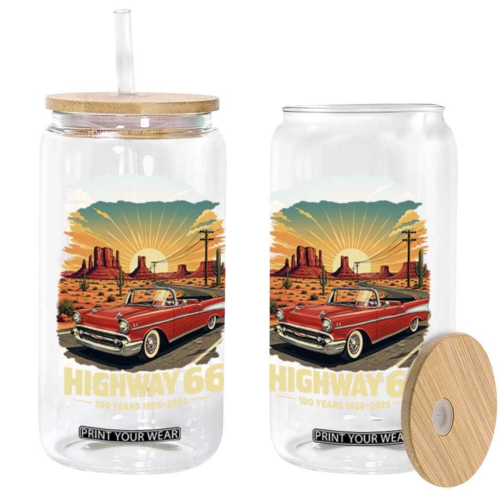 Vintage Route Highway 66 100th Anniversary Souvenir Glass Can TS14 Print Your Wear