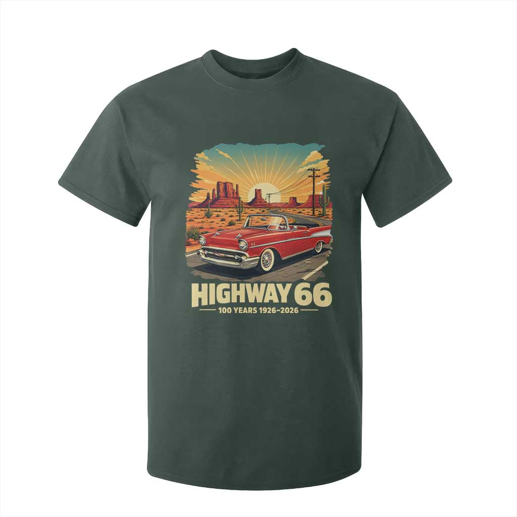 Vintage Route Highway 66 100th Anniversary Souvenir T Shirt For Kid TS14 Dark Forest Green Print Your Wear