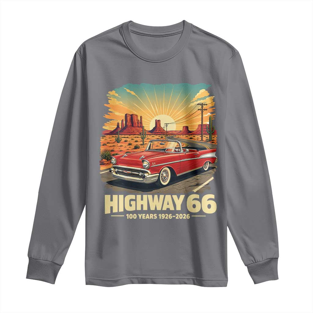 Vintage Route Highway 66 100th Anniversary Souvenir Long Sleeve Shirt TS14 Charcoal Print Your Wear