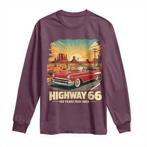 Vintage Route Highway 66 100th Anniversary Souvenir Long Sleeve Shirt TS14 Maroon Print Your Wear