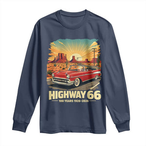 Vintage Route Highway 66 100th Anniversary Souvenir Long Sleeve Shirt TS14 Navy Print Your Wear