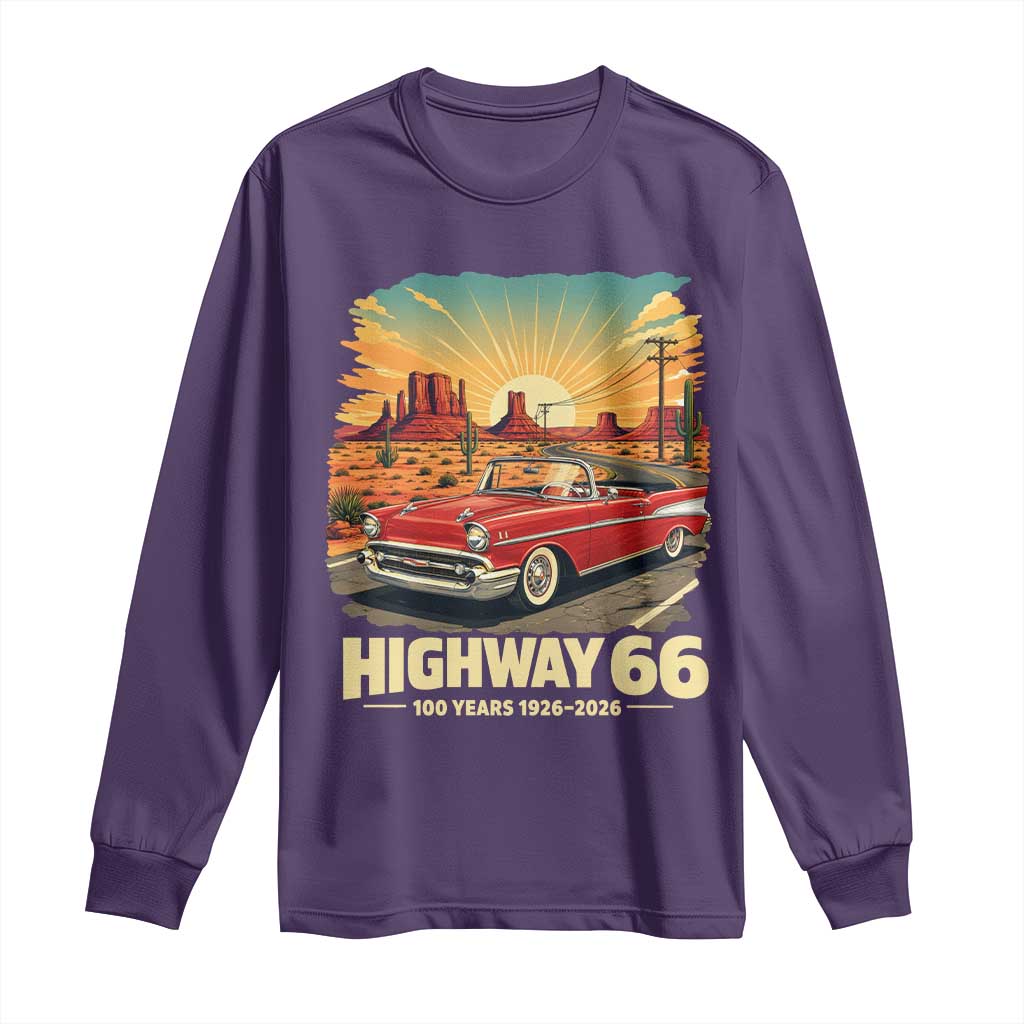 Vintage Route Highway 66 100th Anniversary Souvenir Long Sleeve Shirt TS14 Purple Print Your Wear