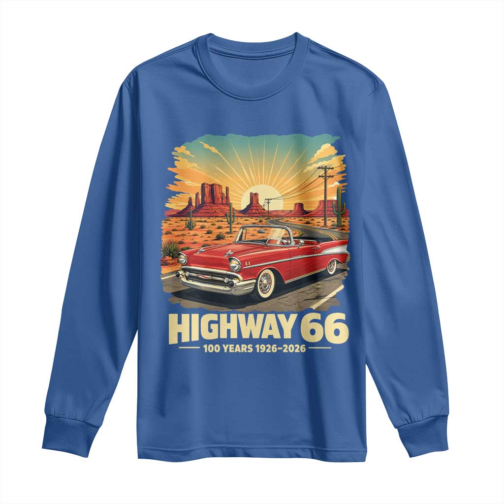 Vintage Route Highway 66 100th Anniversary Souvenir Long Sleeve Shirt TS14 Royal Blue Print Your Wear