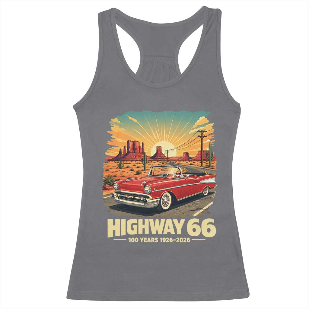 Vintage Route Highway 66 100th Anniversary Souvenir Racerback Tank Top TS14 Charcoal Print Your Wear