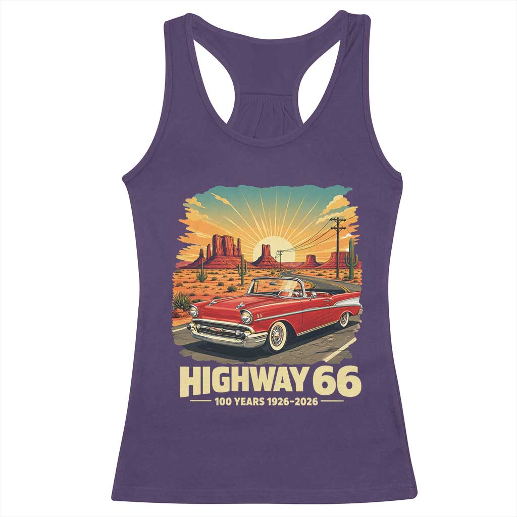 Vintage Route Highway 66 100th Anniversary Souvenir Racerback Tank Top TS14 Purple Print Your Wear