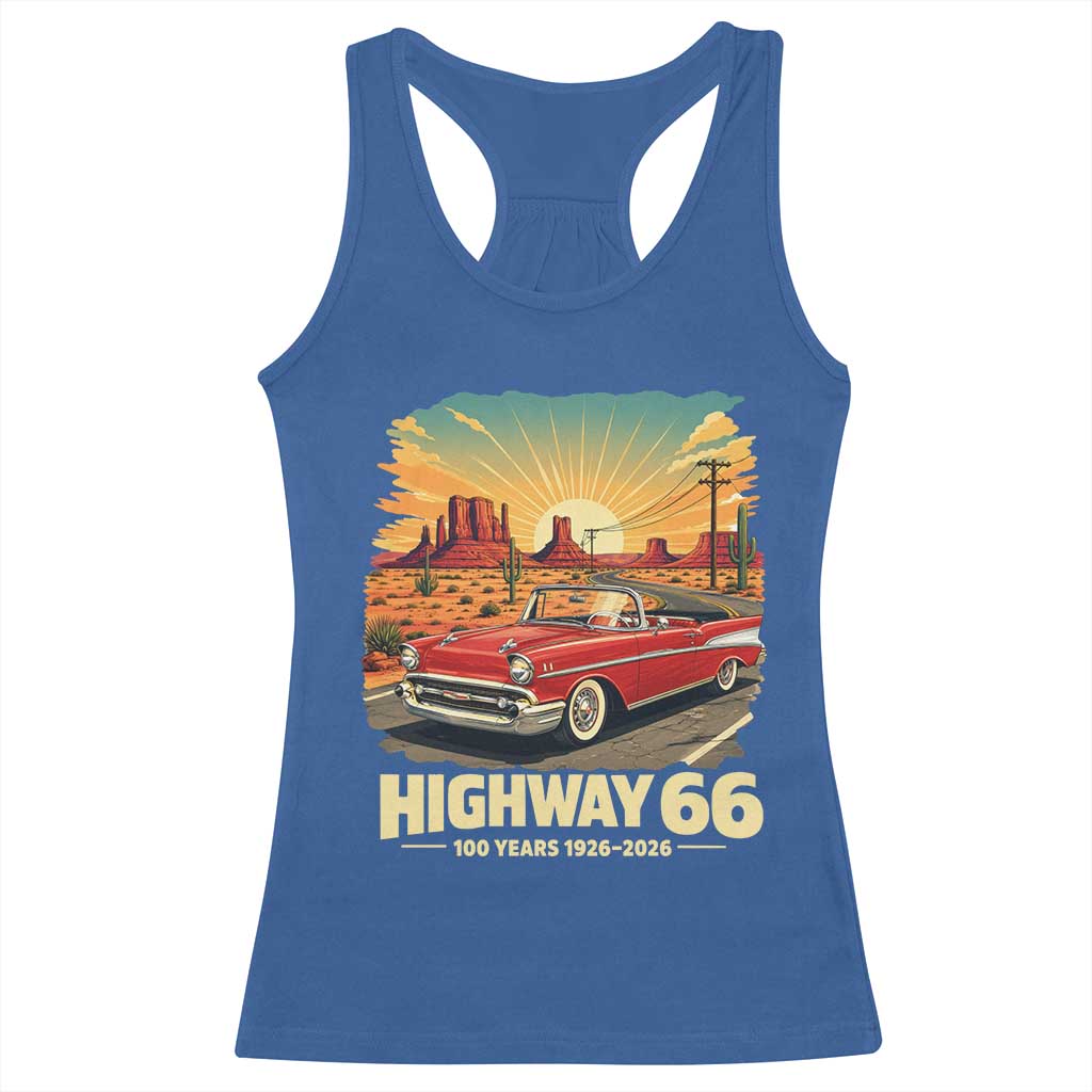 Vintage Route Highway 66 100th Anniversary Souvenir Racerback Tank Top TS14 Royal Blue Print Your Wear