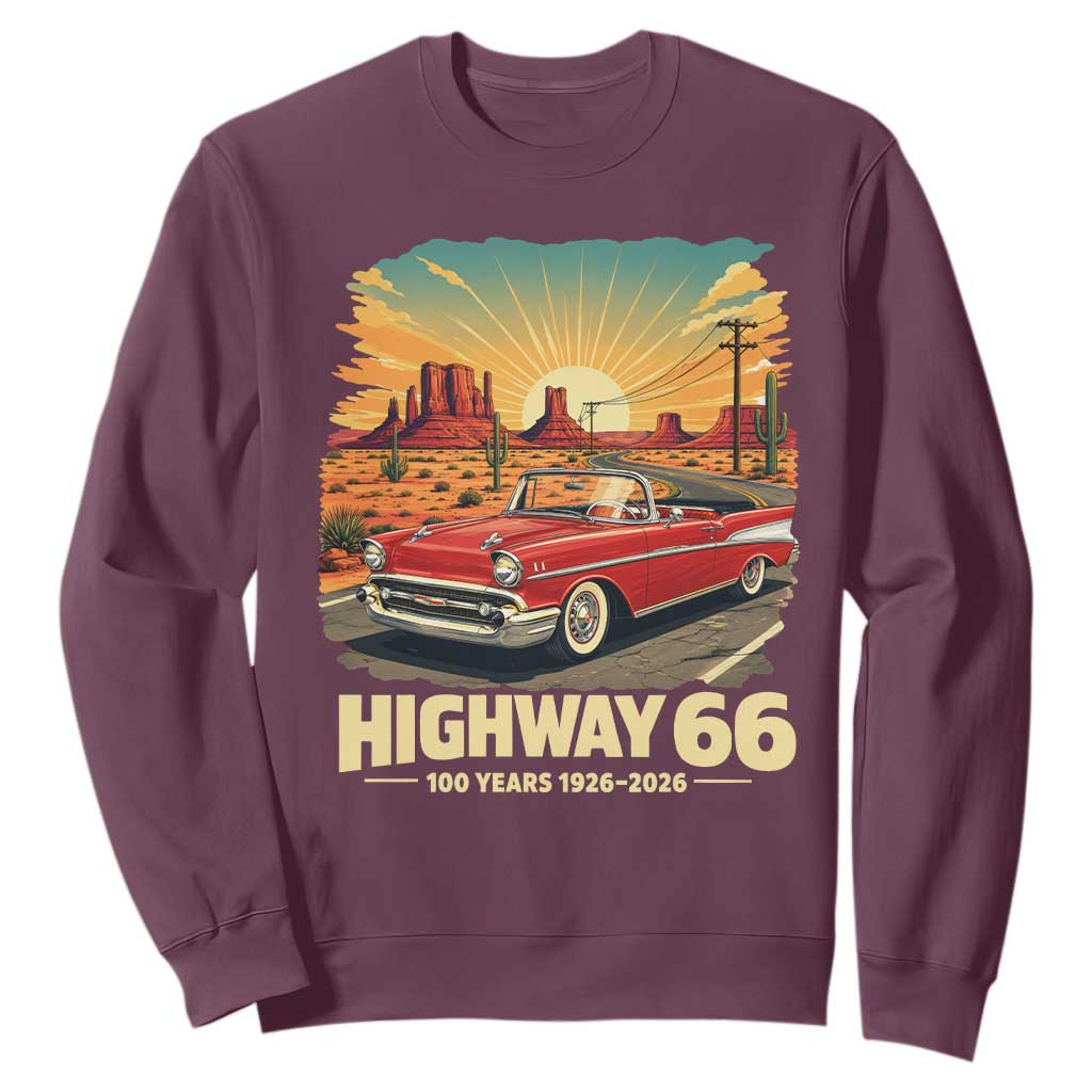 Vintage Route Highway 66 100th Anniversary Souvenir Sweatshirt TS14 Maroon Print Your Wear