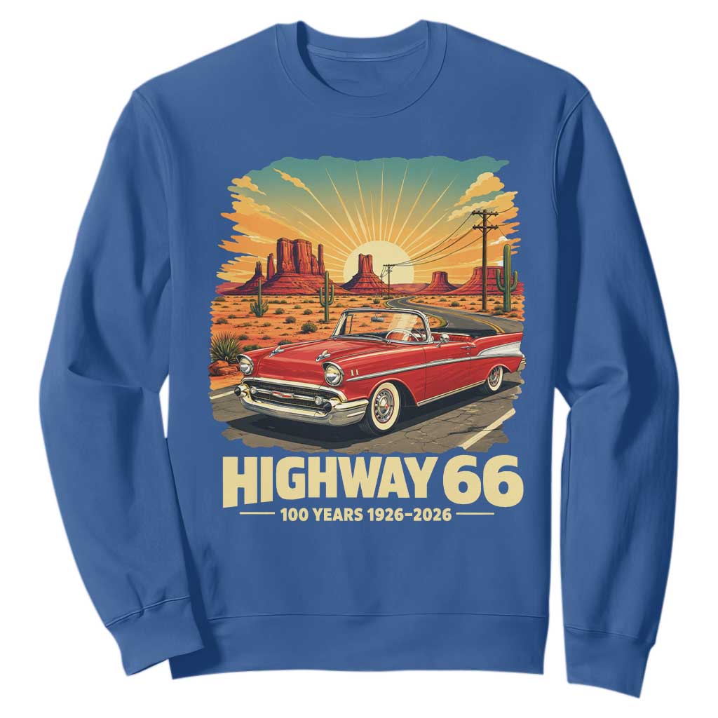 Vintage Route Highway 66 100th Anniversary Souvenir Sweatshirt TS14 Royal Blue Print Your Wear