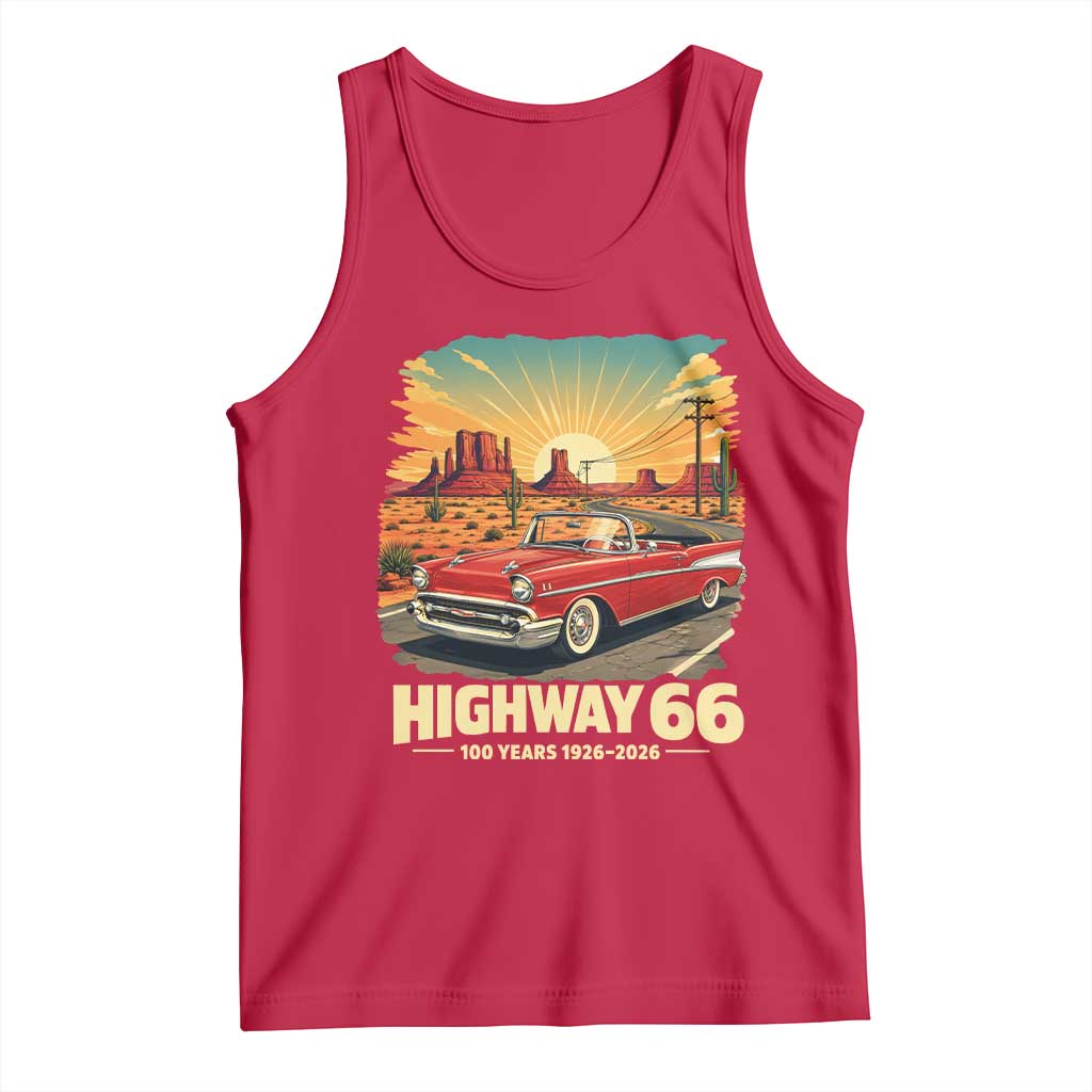 Vintage Route Highway 66 100th Anniversary Souvenir Tank Top TS14 Red Print Your Wear