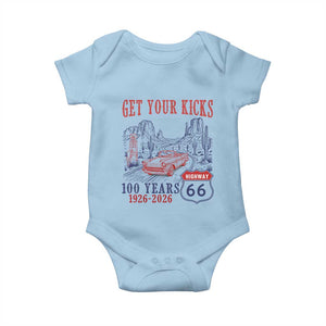 Route Highway 66 Get Your Kicks Centennial Road Trip 1926-2026 Baby Onesie TS14 Light Blue Print Your Wear