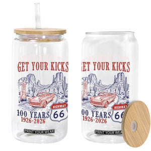 Route Highway 66 Get Your Kicks Centennial Road Trip 1926-2026 Glass Can TS14 Print Your Wear
