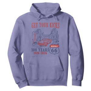 Route Highway 66 Get Your Kicks Centennial Road Trip 1926-2026 Hoodie TS14 Violet Print Your Wear