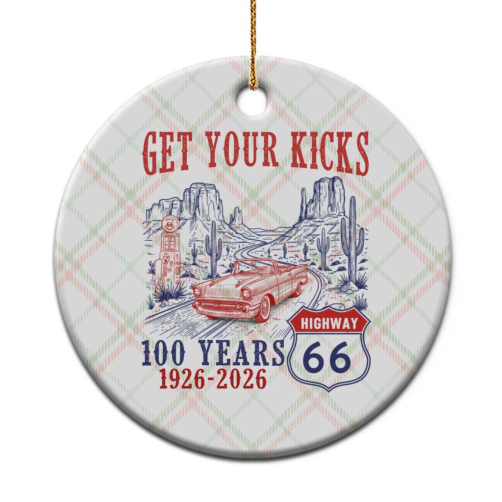 Route Highway 66 Get Your Kicks Centennial Road Trip 1926-2026 Ceramic Ornament TS14 1pc Christmas Plaid Print Your Wear