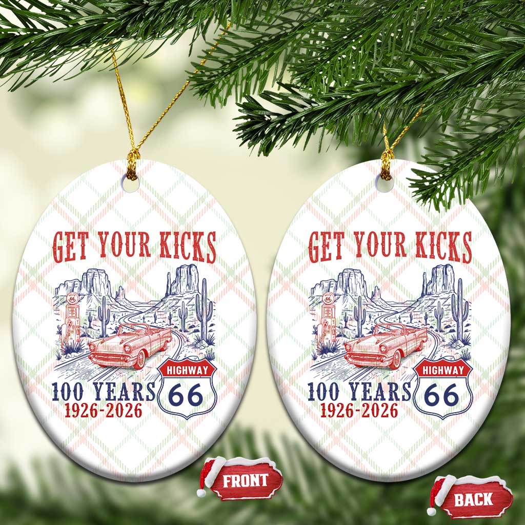 Route Highway 66 Get Your Kicks Centennial Road Trip 1926-2026 Ceramic Ornament TS14 Print Your Wear