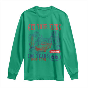 Route Highway 66 Get Your Kicks Centennial Road Trip 1926-2026 Long Sleeve Shirt TS14 Irish Green Print Your Wear