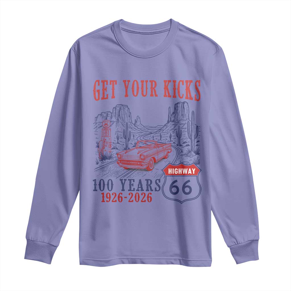 Route Highway 66 Get Your Kicks Centennial Road Trip 1926-2026 Long Sleeve Shirt TS14 Violet Print Your Wear