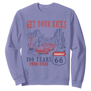 Route Highway 66 Get Your Kicks Centennial Road Trip 1926-2026 Sweatshirt TS14 Violet Print Your Wear