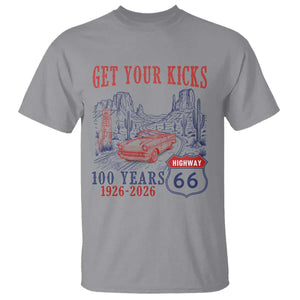 Route Highway 66 Get Your Kicks Centennial Road Trip 1926-2026 T Shirt TS14 Sport Gray Print Your Wear