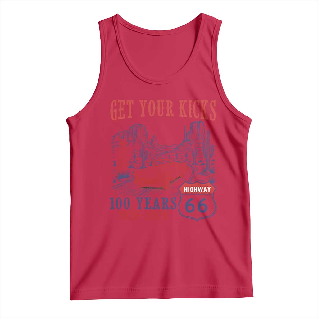 Route Highway 66 Get Your Kicks Centennial Road Trip 1926-2026 Tank Top TS14 Red Print Your Wear