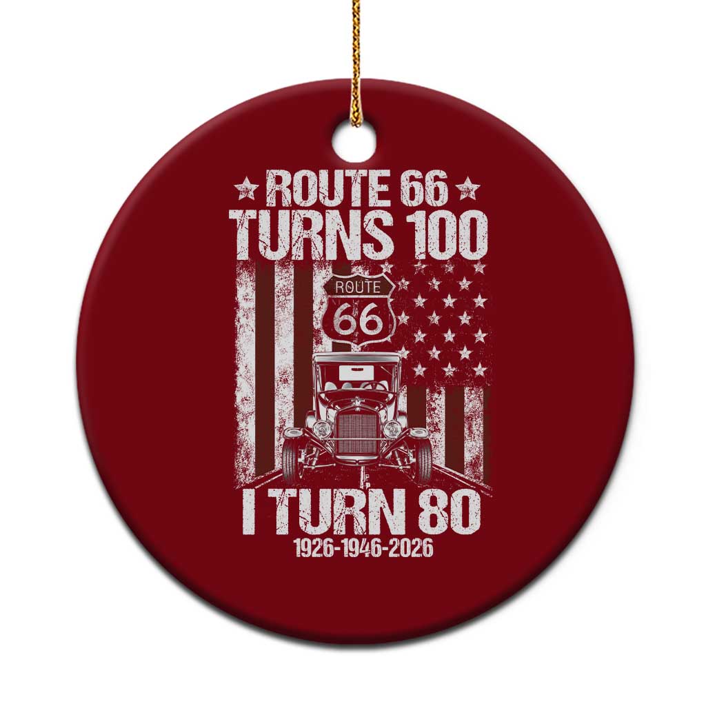 Route Highway 66 Turns 100 I Turn 80 Ceramic Ornament Vintage 1946 America Road Sign America Antique Car Lover 80th Birthday Gift TS14 1pc Red Print Your Wear
